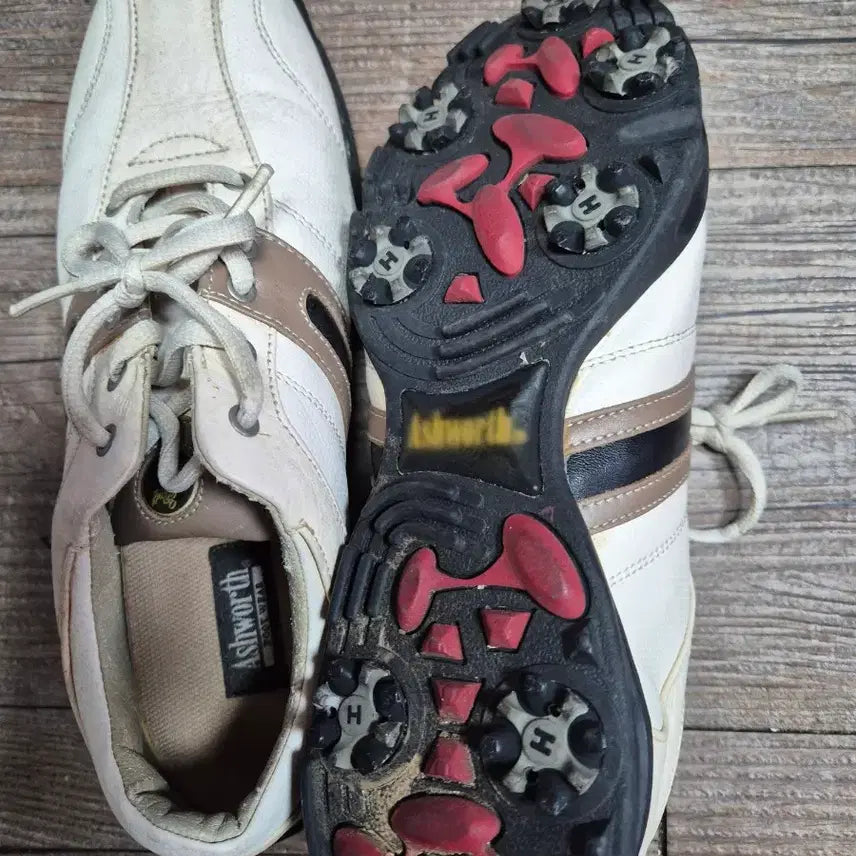 [BUNJANG] Ashworth Golf Shoes (White/Brown) / Ashworth 골프화 흰색/갈색