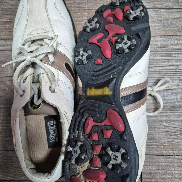 [BUNJANG] Ashworth Golf Shoes (White/Brown) / Ashworth 골프화 흰색/갈색