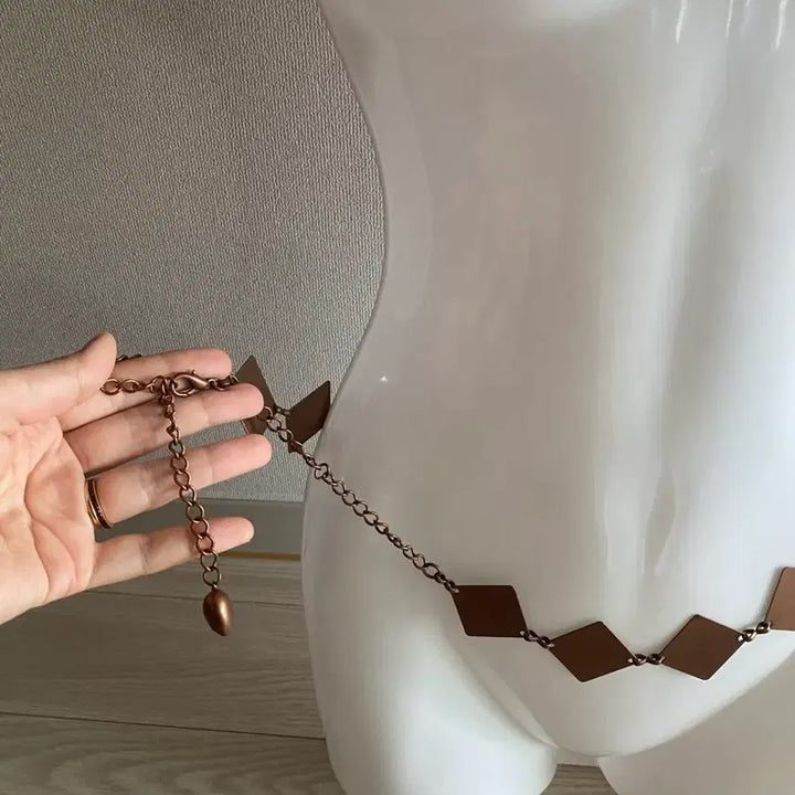[BUNJANG] Vintage Square Chain Belt / 사각 체인 벨트 브라운 빈티지 체인벨트 y2k 보헤미안 오리엔탈