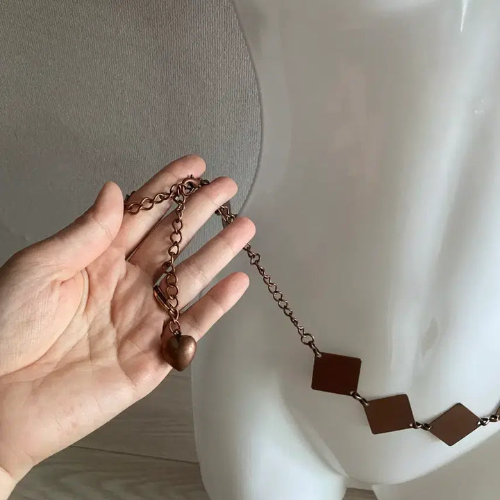 [BUNJANG] Vintage Square Chain Belt / 사각 체인 벨트 브라운 빈티지 체인벨트 y2k 보헤미안 오리엔탈