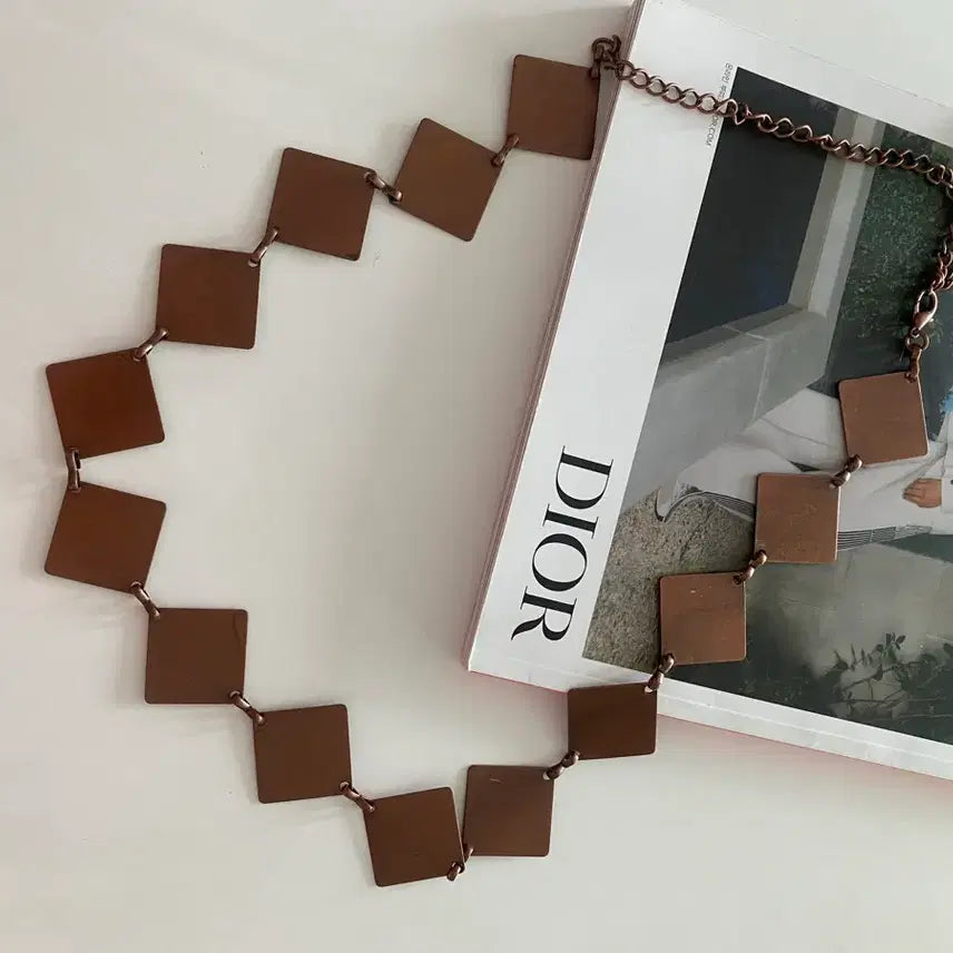 [BUNJANG] Vintage Square Chain Belt / 사각 체인 벨트 브라운 빈티지 체인벨트 y2k 보헤미안 오리엔탈