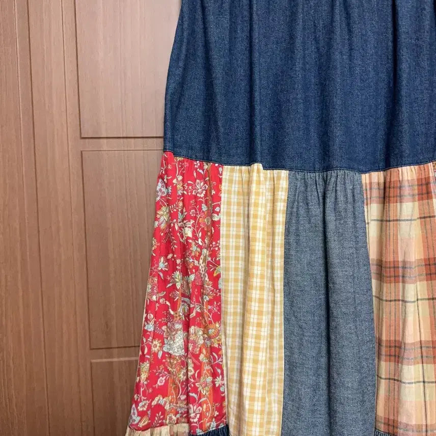 [SOLD OUT] 일본 빈티지 모리걸 하구미 패치워크 롱 스커트