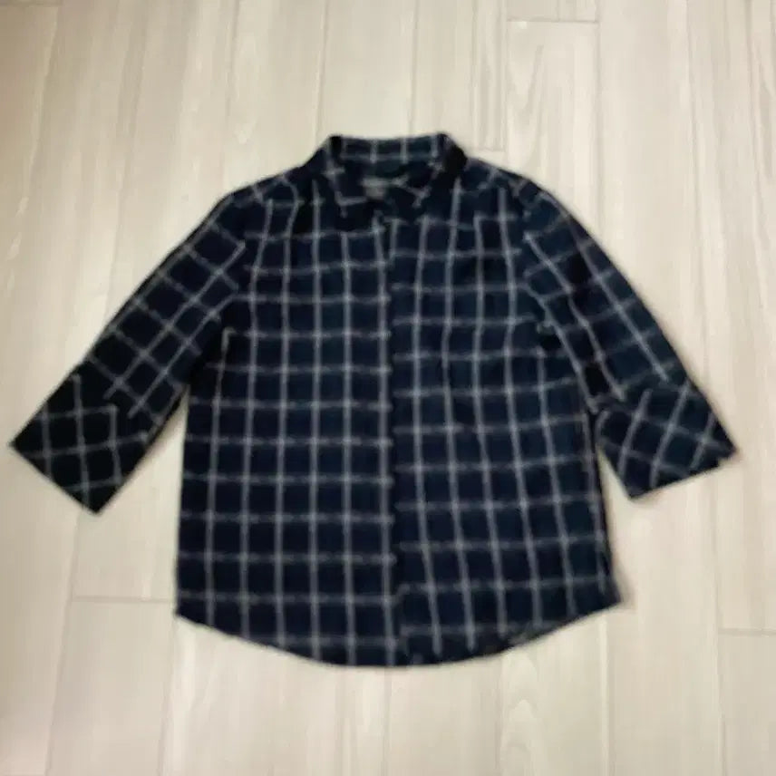 [BUNJANG] CC Collect Black Checkered 3/4 Sleeve Shirt / 씨씨콜렉트 칠부소매 블랙체크 셔츠 55