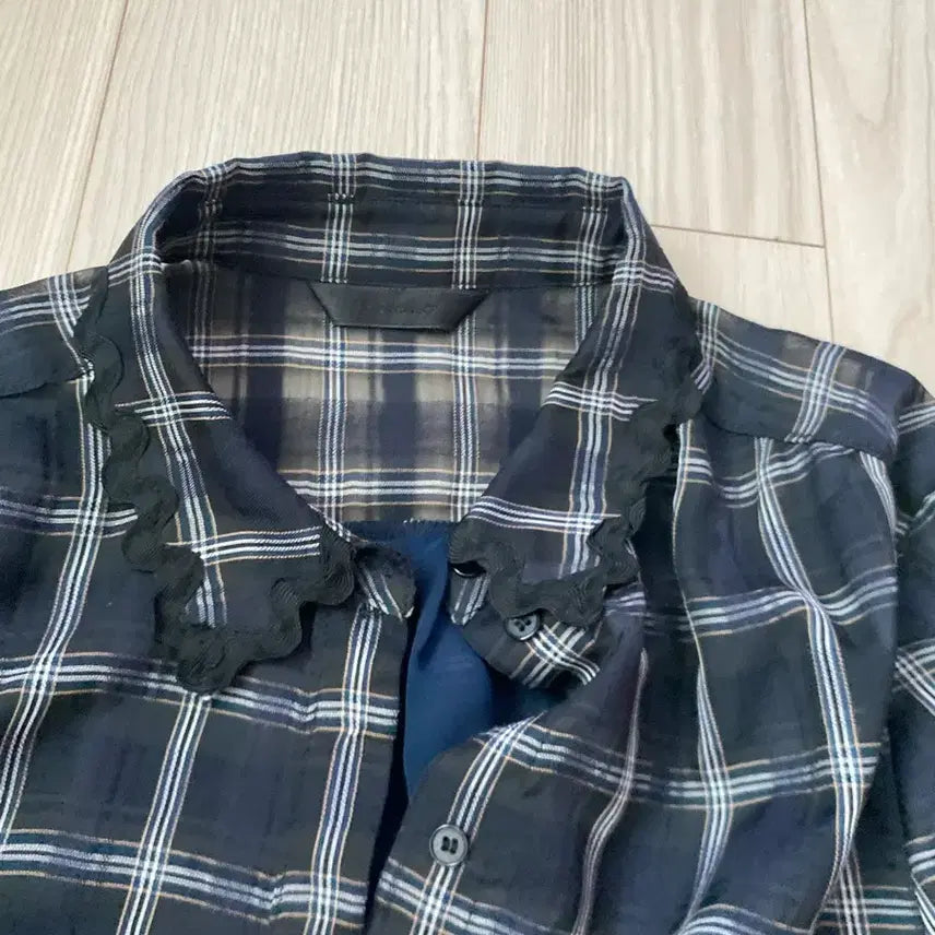 [BUNJANG] CC Collect Black Checkered 3/4 Sleeve Shirt / 씨씨콜렉트 칠부소매 블랙체크 셔츠 55