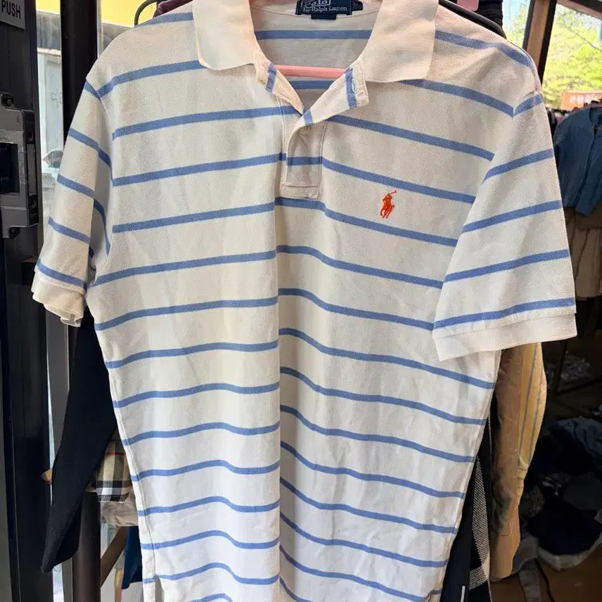[BUNJANG] Polo Ralph Lauren Striped Short Sleeve Polo Shirt / 폴로 랄프로렌 스트라이프 반팔 카라티