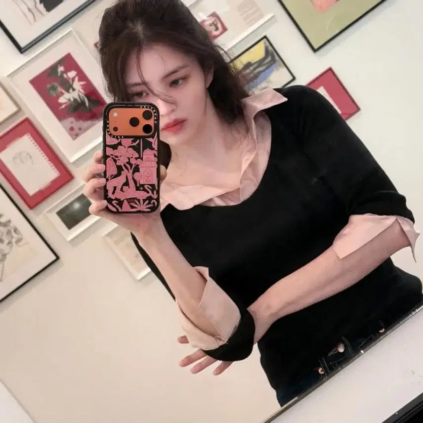 [SOLD OUT] 로트르드민 한소희 레이어드 셔츠 니트 Layered sheer shirt