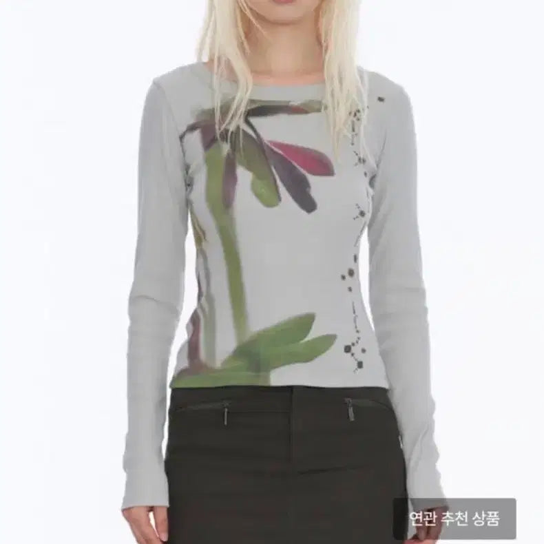 [BUNJANG] Wellbeing Express Flower Graphic Long Sleeve Shirt / 웰빙익스프레스 플라워 그래픽 롱슬리브 m