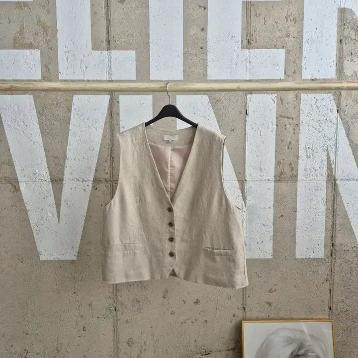 [BUNJANG] Celebshop Linen Blend Loose Fit Vest / 셀렙샵 아마혼방 루즈핏 베스트