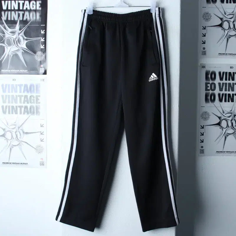 [BUNJANG] Adidas Training Pants Black Three Stripes Old School / (S-M) 아디다스 트레이닝복 바지 블랙 삼선 밴딩 올드스쿨-252A