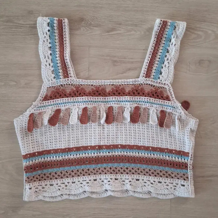 [BUNJANG] Ivory Crochet Knit Top / 아이보리 크로셰 뜨개 탑 나시
