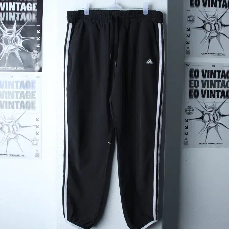 [BUNJANG] Adidas Training Pants 7/10 Nylon Black / (XL-2XL) 아디다스 트레이닝복 바지 7부 나일론 블랙-252D