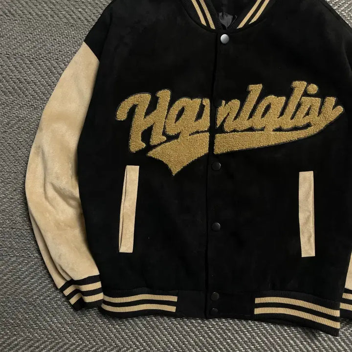 [BUNJANG] Hanralis Big Logo Suede Stadium Varsity Jacket / 빈티지 Hanralis 빅로고 스웨이드 스타디움 바시티 자켓o 5239