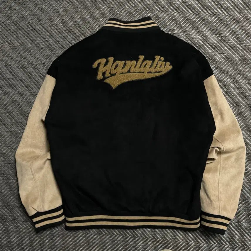 [BUNJANG] Hanralis Big Logo Suede Stadium Varsity Jacket / 빈티지 Hanralis 빅로고 스웨이드 스타디움 바시티 자켓o 5239