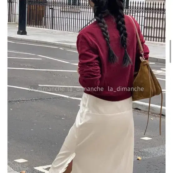 [BUNJANG] London Lace Satin Frill Midi Skirt / 런던레이스 새틴 프릴 미디 스커트