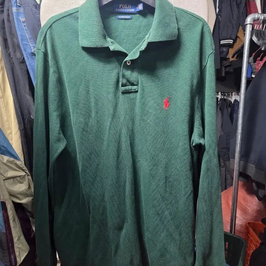[BUNJANG] Polo Ralph Lauren Long Sleeve Polo Shirt / 폴로 랄프로렌 긴팔 카라티 그린