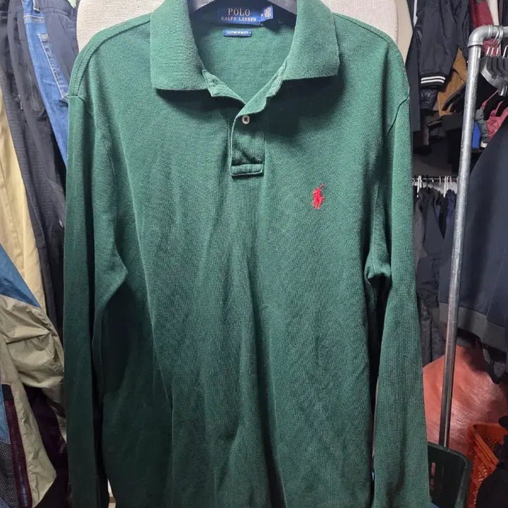 [BUNJANG] Polo Ralph Lauren Long Sleeve Polo Shirt / 폴로 랄프로렌 긴팔 카라티 그린