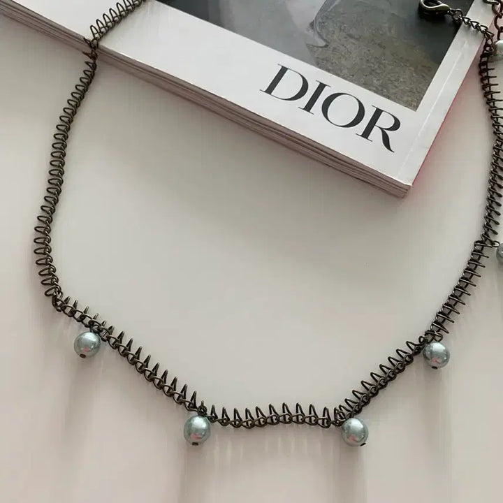 [BUNJANG] Vintage Pearl Drop Chain Belt/Necklace / 진주 장식 브론즈 체인 벨트 겸 목걸이