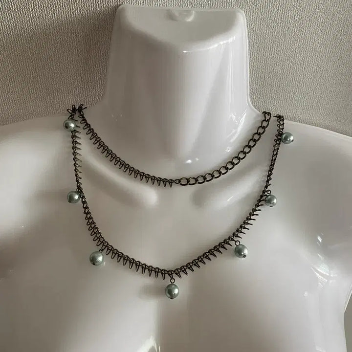 [BUNJANG] Vintage Pearl Drop Chain Belt/Necklace / 진주 장식 브론즈 체인 벨트 겸 목걸이
