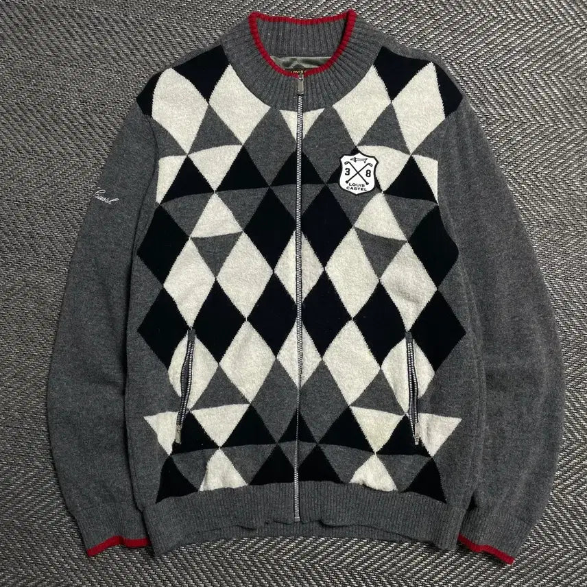 [BUNJANG] Louis Castel Argyle Check Pattern Knit Zip-Up / 루이 까스텔 아가일 체크 패턴 니트 집업o 5241