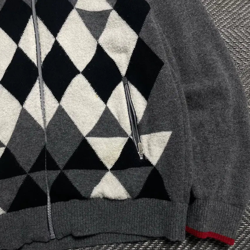 [BUNJANG] Louis Castel Argyle Check Pattern Knit Zip-Up / 루이 까스텔 아가일 체크 패턴 니트 집업o 5241