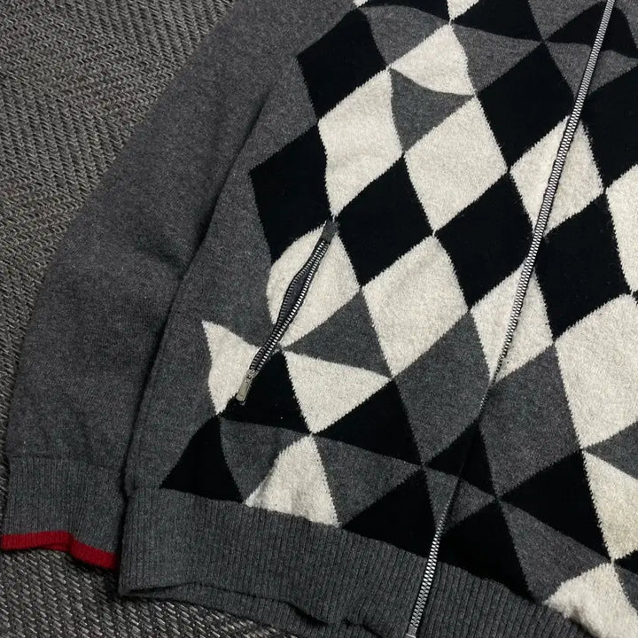 [BUNJANG] Louis Castel Argyle Check Pattern Knit Zip-Up / 루이 까스텔 아가일 체크 패턴 니트 집업o 5241