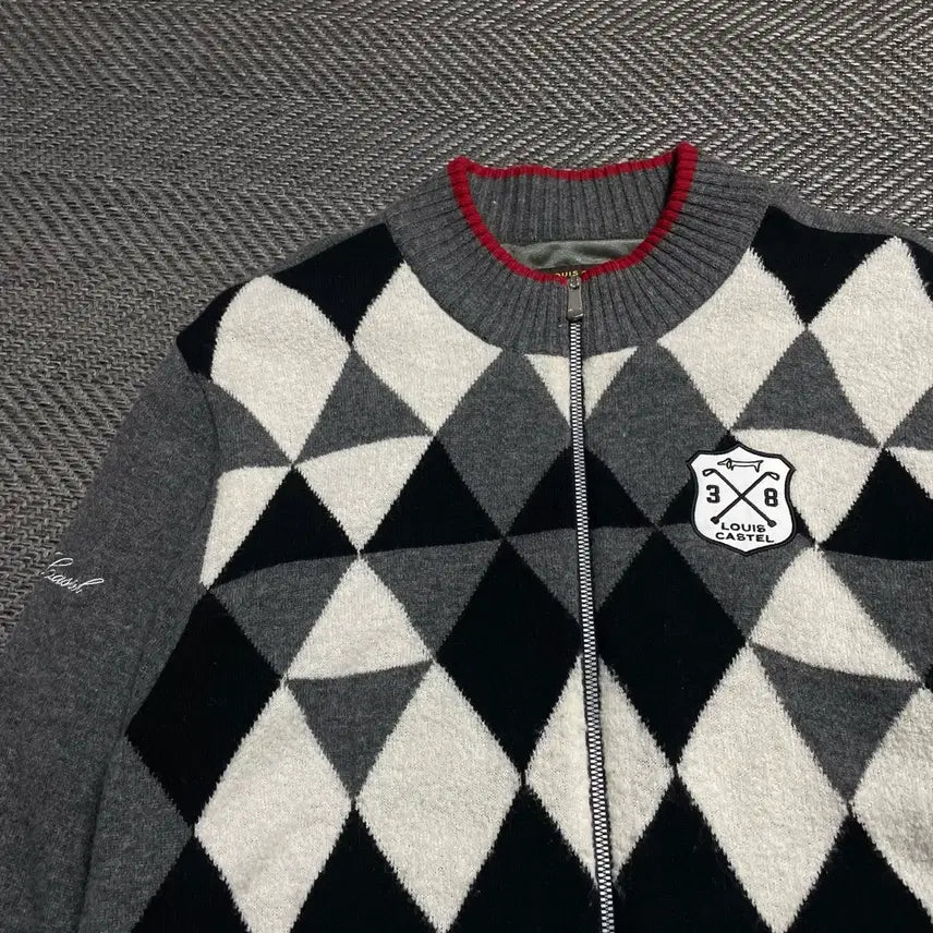 [BUNJANG] Louis Castel Argyle Check Pattern Knit Zip-Up / 루이 까스텔 아가일 체크 패턴 니트 집업o 5241
