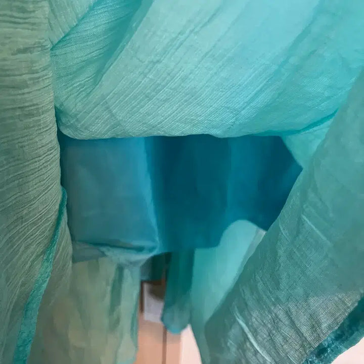 [BUNJANG] Pastel Blue Mint Halter Neck Long Dress / 택달린 새상품) 청량한 파스텔 블루 민트 홀터넥 롱 원피스
