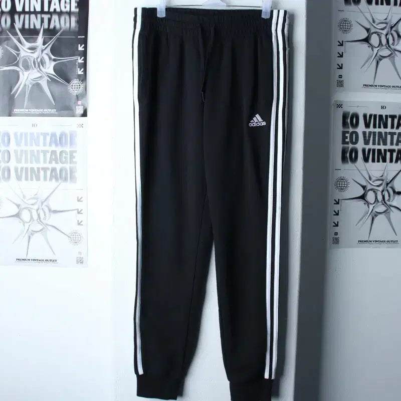 [BUNJANG] Adidas Training Pants Black Three Stripes Jogger / (S-M) 아디다스 트레이닝복 바지 블랙 삼선 조거 밴딩-2534