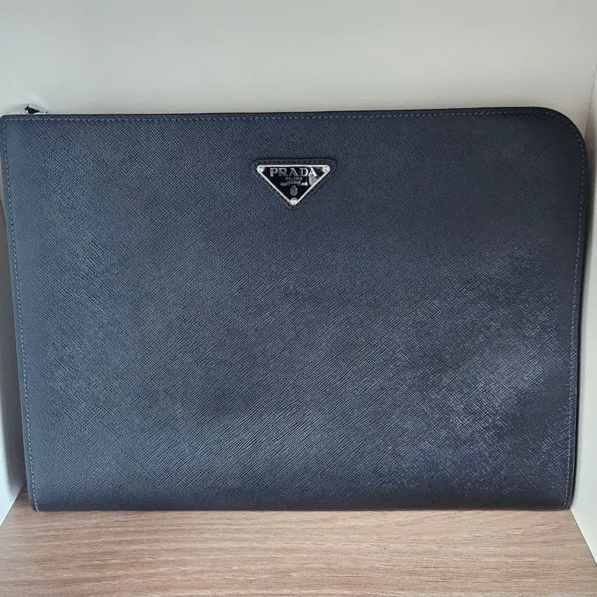 [BUNJANG] Prada Saffiano Leather Clutch Bag / 프라다 블랙 사피아노  클러치 백 (가로33세로25 )
