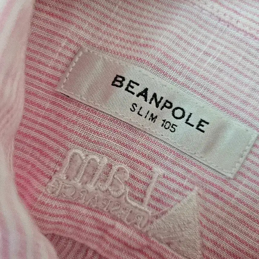 [BUNJANG] Beanpole Pink Striped Linen Shirt / 빈폴 핑크 스트라이프 린넨 셔츠