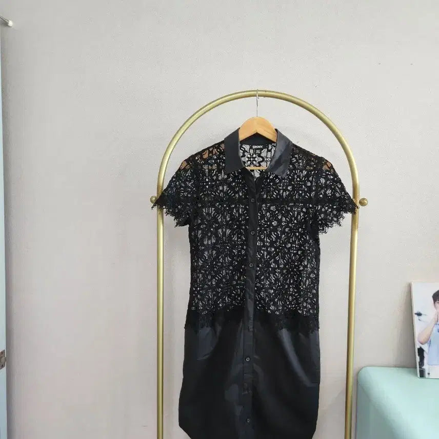 [BUNJANG] DKNY Black Lace Shirt Dress / DKNY 블랙 레이스 셔츠 원피스