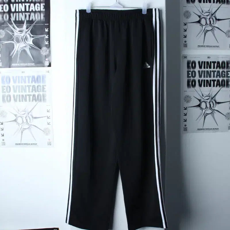 [BUNJANG] Adidas Training Pants Black Old School / (M-L) 아디다스 트레이닝복 바지 오버핏 블랙 삼선 올드스쿨-253E