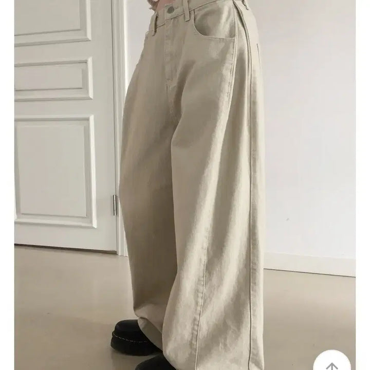 [BUNJANG] Side Snap 3-Way Wide Cotton Tucked Pants / 사이드 스냅 3-way 와이드 코튼 핀턱