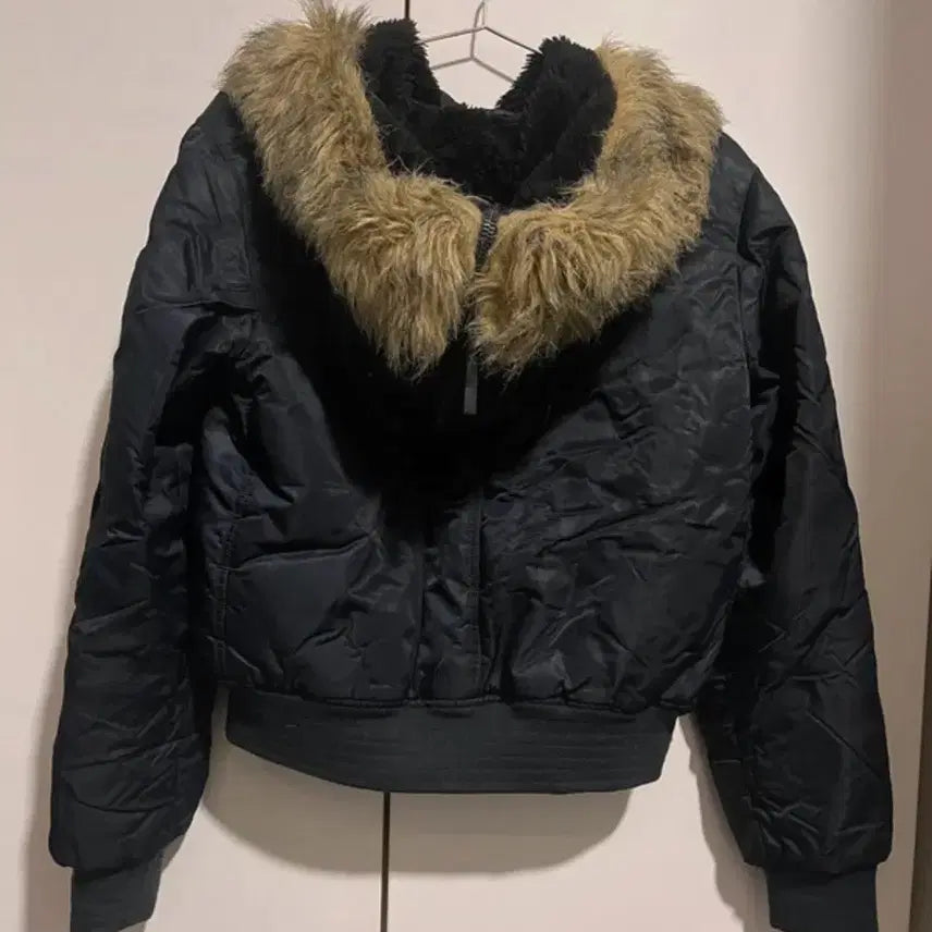 [BUNJANG] Vintage Navy Hooded Fur Padded Jumper / 빈티지 네이비 후드 퍼 패딩 점퍼