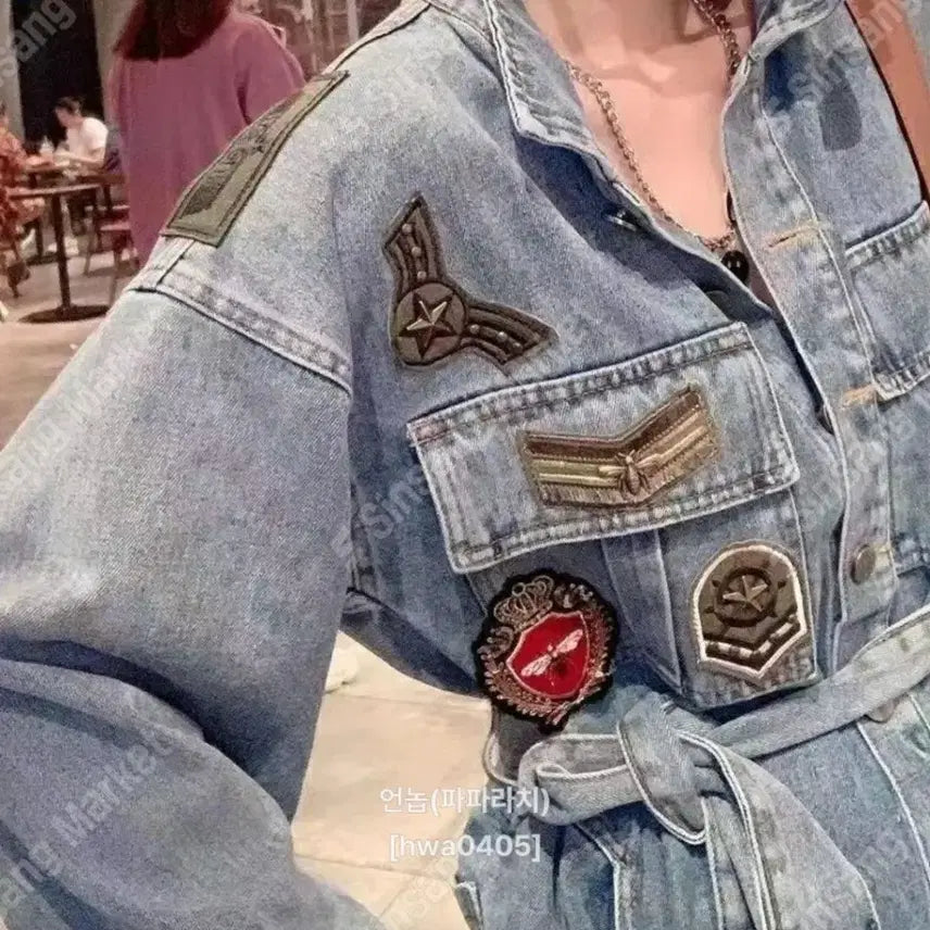 [BUNJANG] Patch Denim Jumpsuit / 패치 청 점프수트(새상품)팔로우특가이벤트