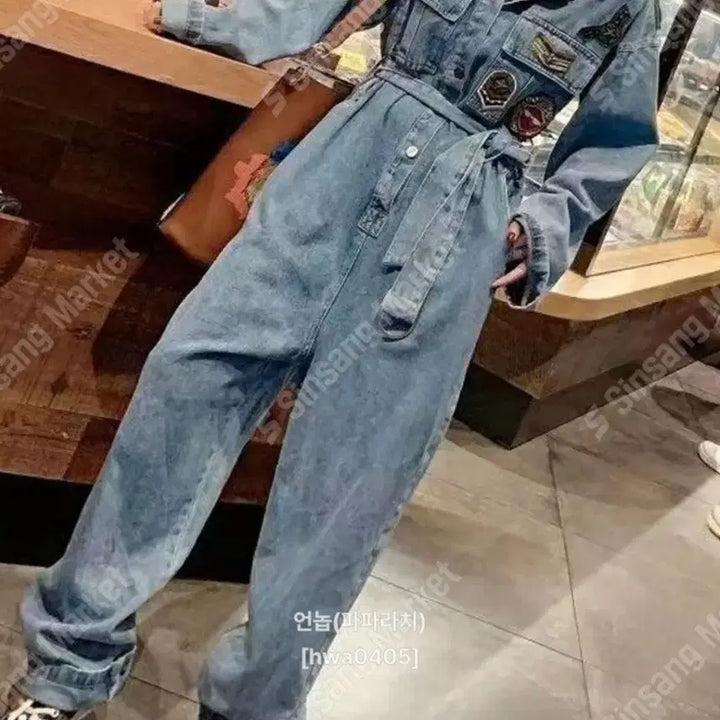 [BUNJANG] Patch Denim Jumpsuit / 패치 청 점프수트(새상품)팔로우특가이벤트
