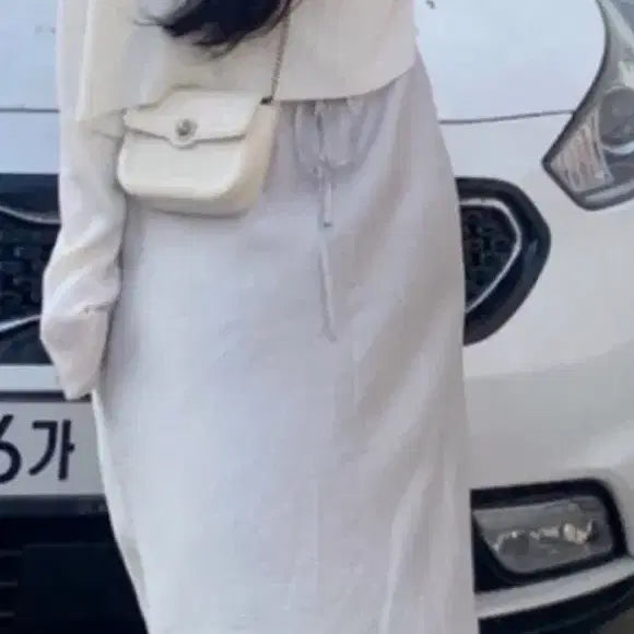 [BUNJANG] V-neck Lace Trim Long Dress / 뷔스티에 레이스 롱 원피스