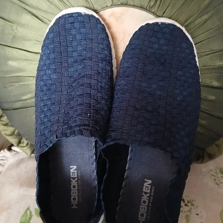 [BUNJANG] Hoboken Navy Woven Slip-on Sneakers / 호보켄 네이비 우븐 슬립온 운동화260