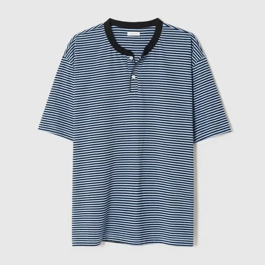 [SOLD OUT] (1회착용)포커페이스 스트라이프 헨리넥 티셔츠 2size [정가 5.9]