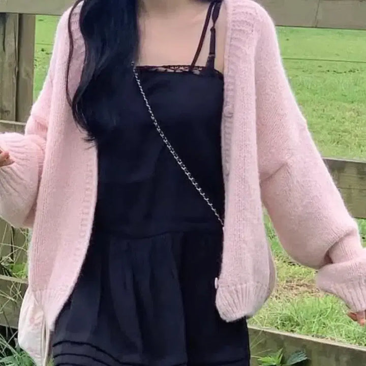 [BUNJANG] Alpaca Cardigan - Light Khaki/Pink / 알파카 가디건-연카키.연분홍 2가지 색상있음