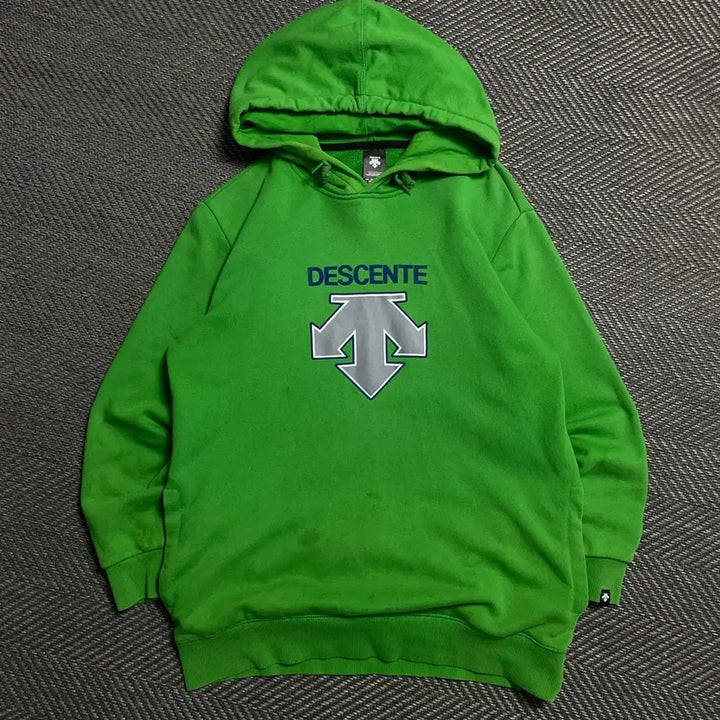 [BUNJANG] Descente Big Logo Oversized Hoodie Green / 데상트 빅로고 박시핏 후드 티셔츠 그린y 5245