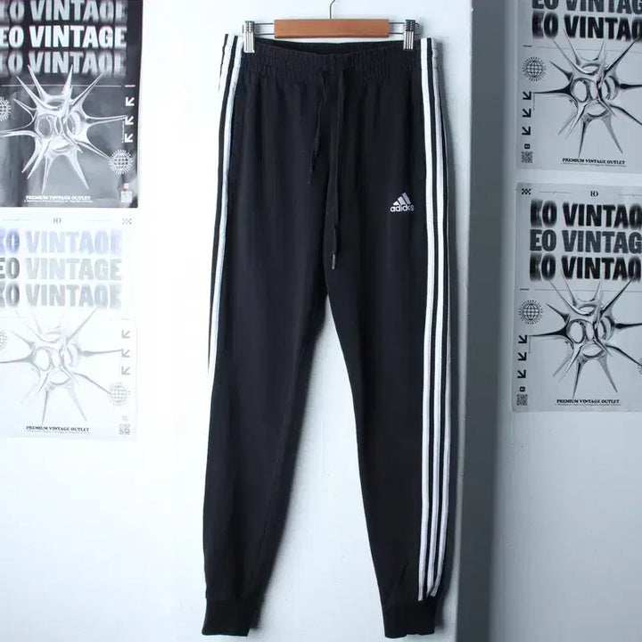 [BUNJANG] Adidas Training Pants Black Three-Stripe Jogger / W(XS) 아디다스 트레이닝복 바지 블랙 삼선 조거 밴딩 면-2551