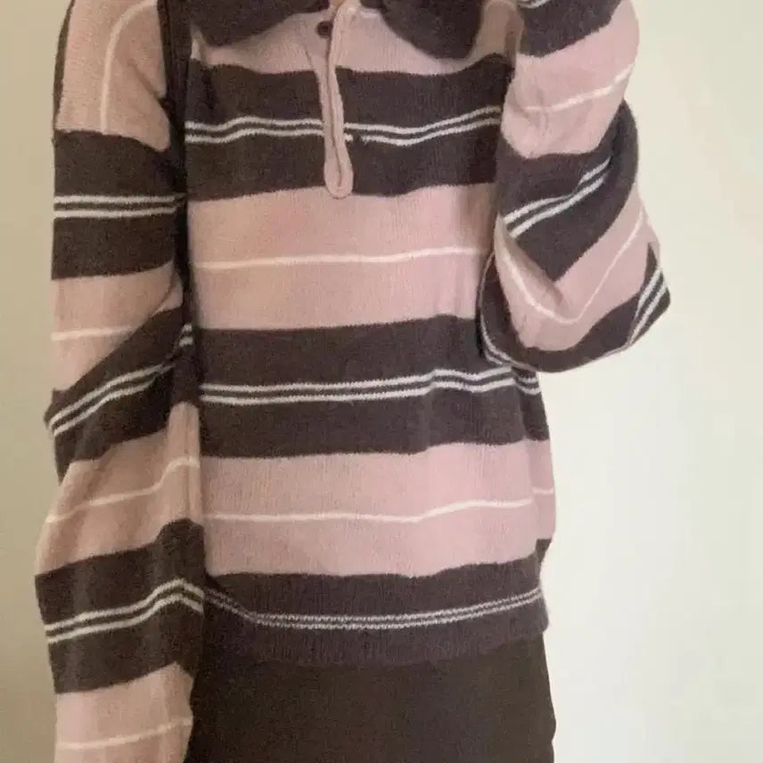 [BUNJANG] Strawberry Striped Knit Top / 스트로베리 단가라 니트