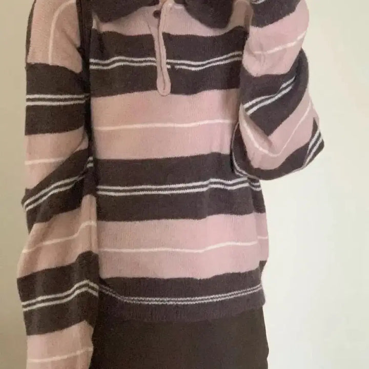 [BUNJANG] Strawberry Striped Knit Top / 스트로베리 단가라 니트