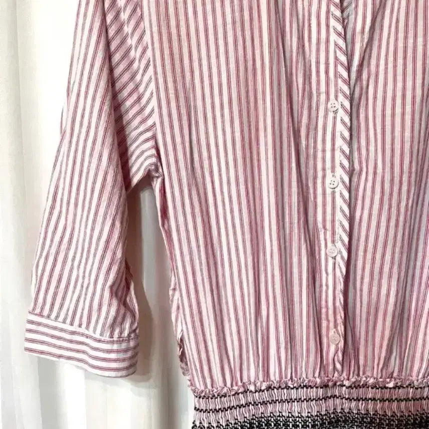 [BUNJANG] Pink Striped Shirt Dress / 핑크 스트라이프 셔츠 원피스 상태좋음 55-66