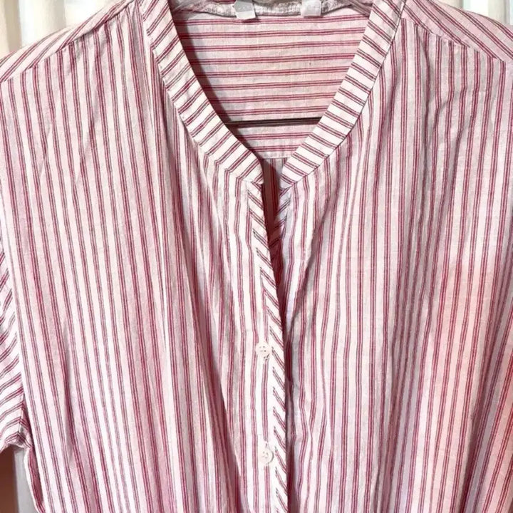 [BUNJANG] Pink Striped Shirt Dress / 핑크 스트라이프 셔츠 원피스 상태좋음 55-66