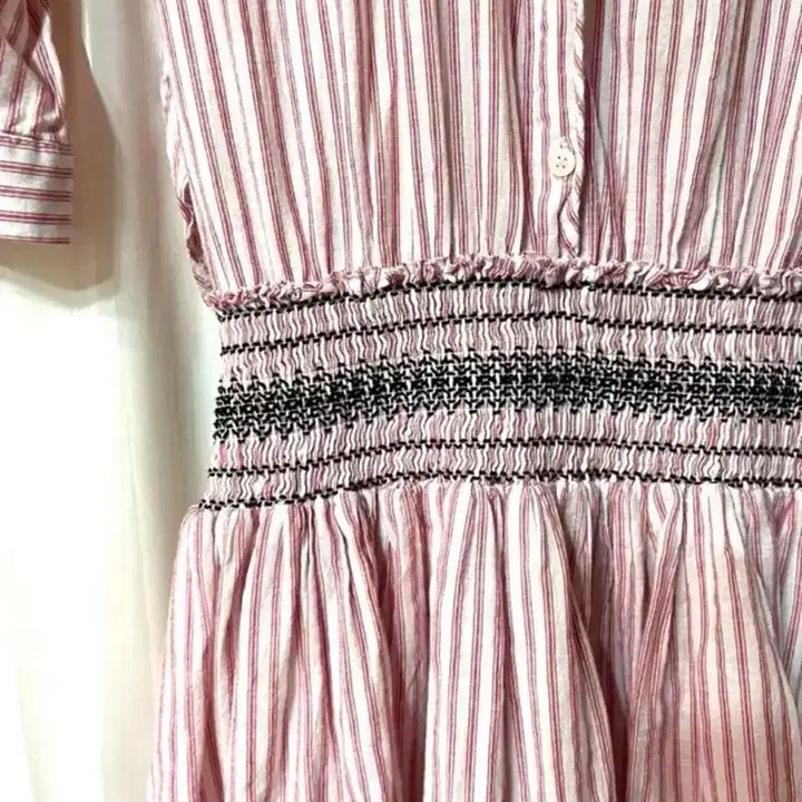 [BUNJANG] Pink Striped Shirt Dress / 핑크 스트라이프 셔츠 원피스 상태좋음 55-66