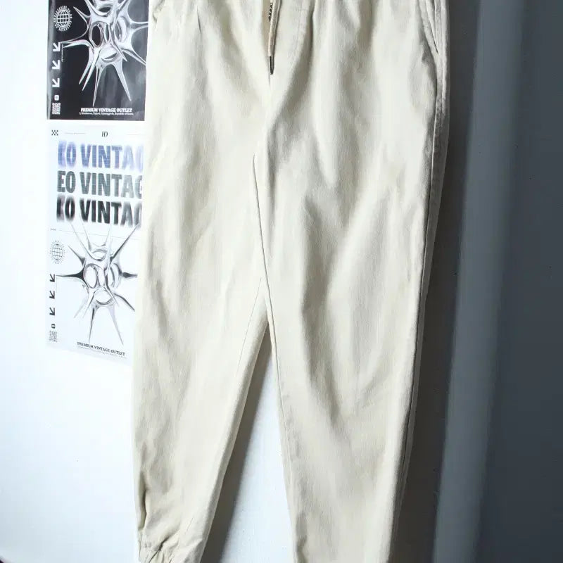 [BUNJANG] Who.A.U Training Pants Beige Jogger / (L-XL) 후아유 트레이닝복 바지 밴딩 베이지 조거-2557