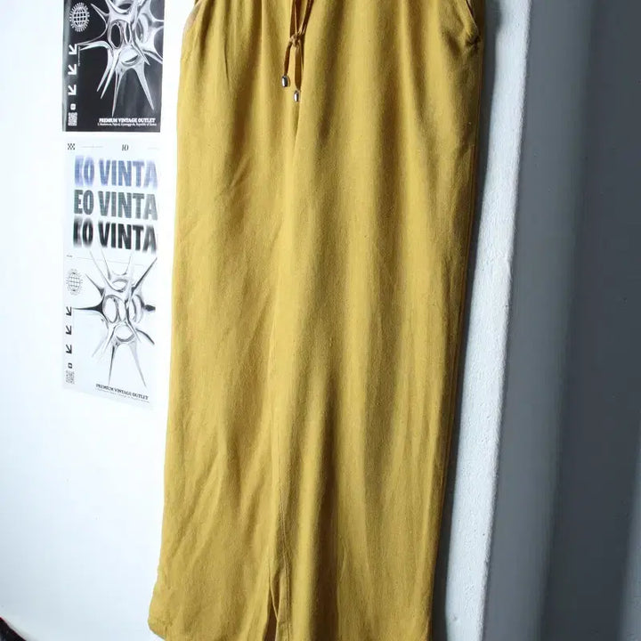 [BUNJANG] Zio Songzio Linen Training Pants / W(S-M) 지오송지오 트레이닝복 바지 밴딩 노랑 린넨 마-2559