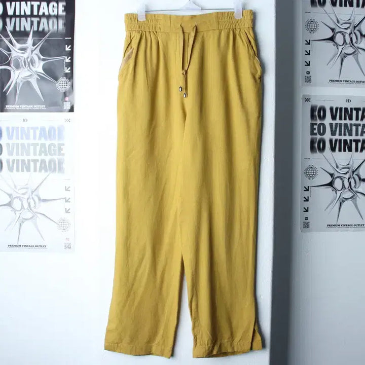 [BUNJANG] Zio Songzio Linen Training Pants / W(S-M) 지오송지오 트레이닝복 바지 밴딩 노랑 린넨 마-2559